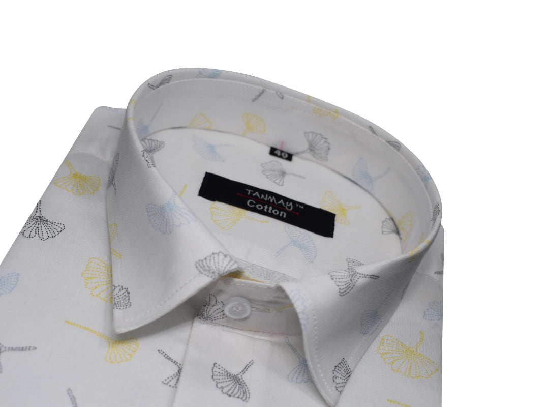 White Color Printed Shirt For Men's