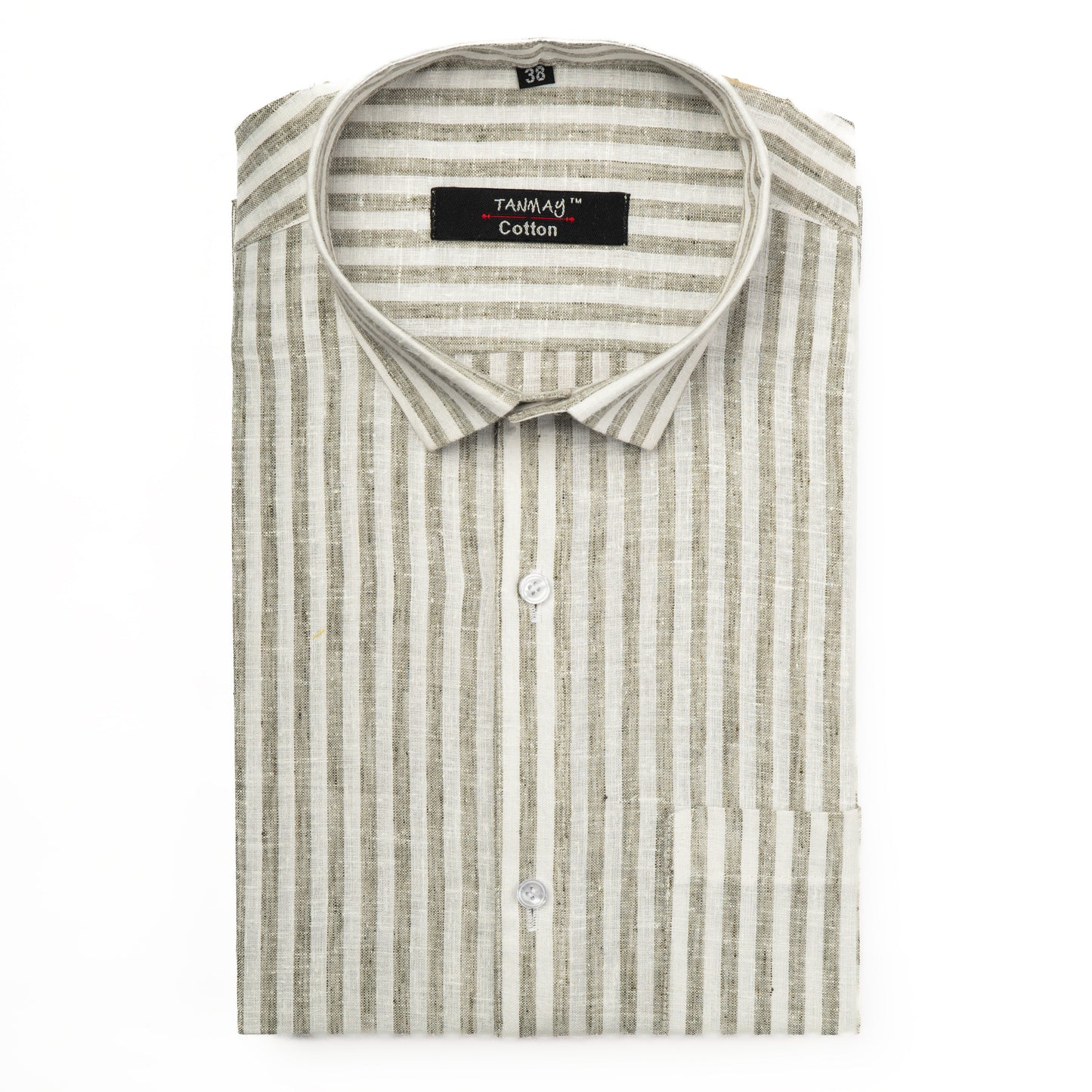 Tan Color Cotton Stripes Shirts For Men