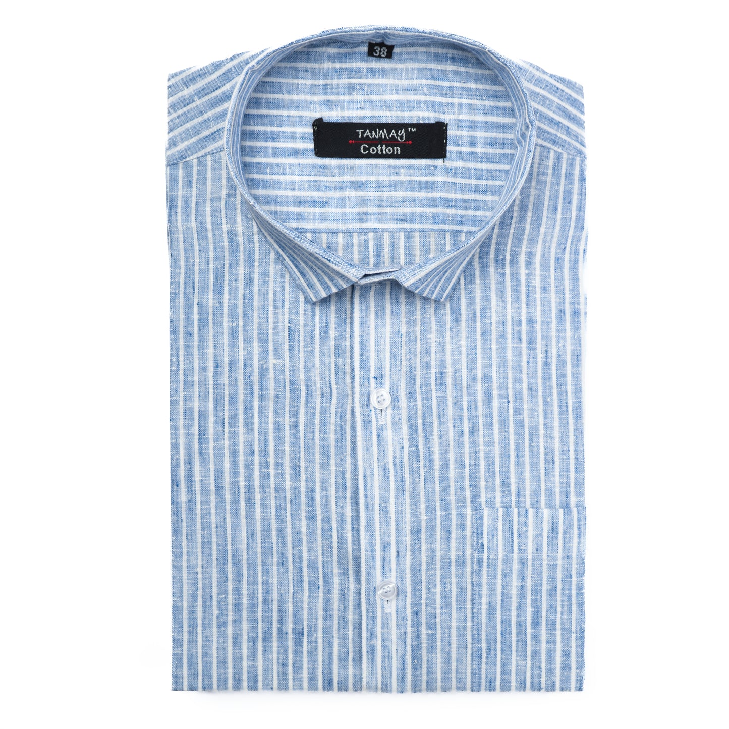Blue Color Cotton Stripes Shirts For Men