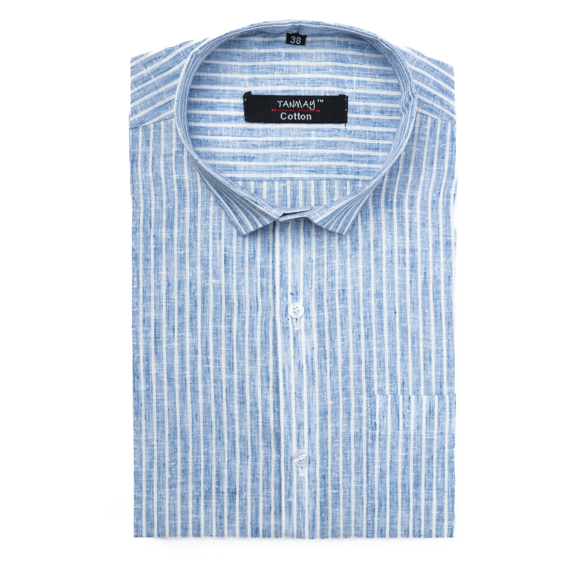 Blue Color Cotton Stripes Shirts For Men