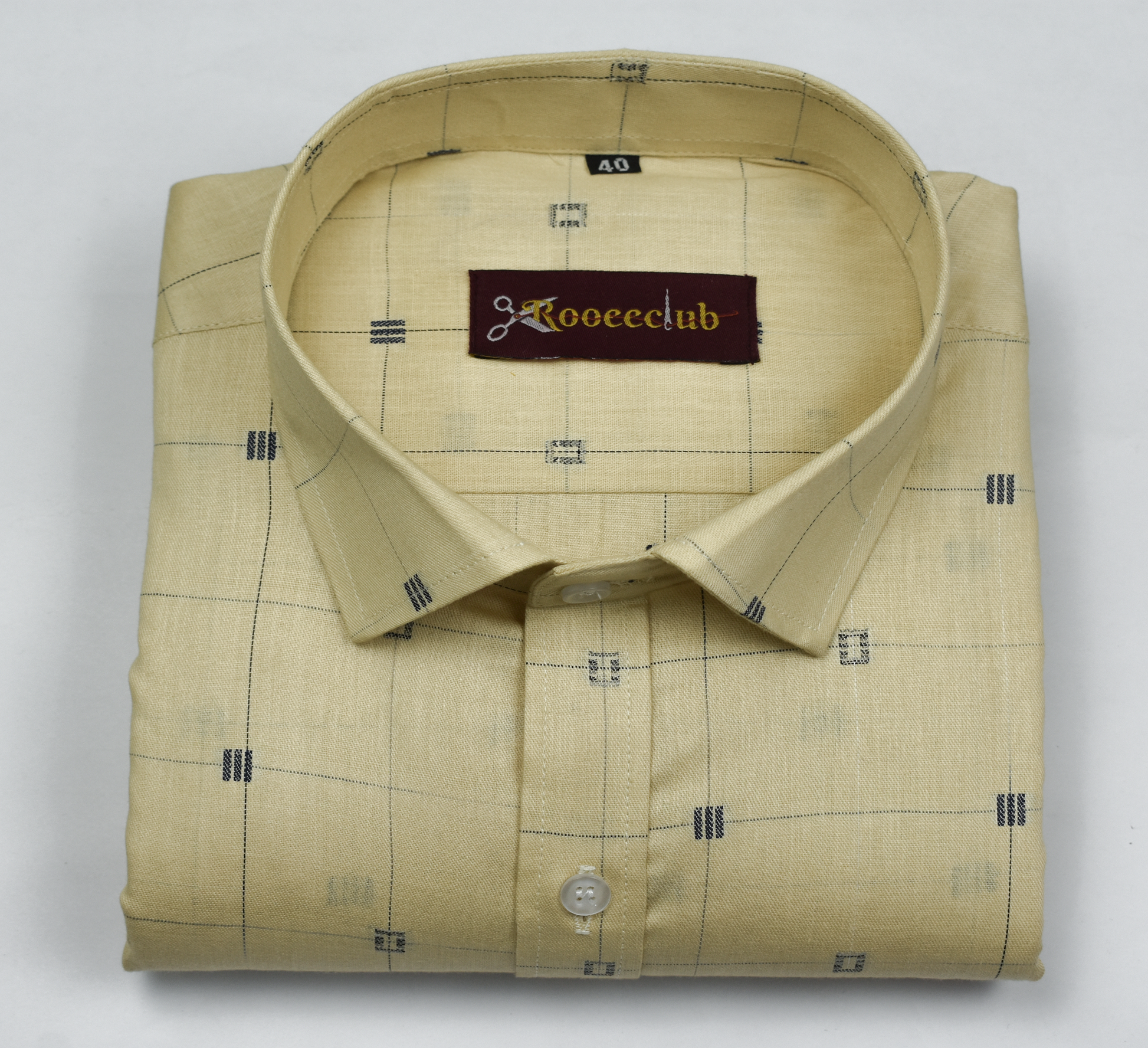 Yellow Color Check Lining Butta Cotton Shirts