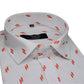 White Dark Orange Double Rectangle Printed Cotton Shirt For Men's