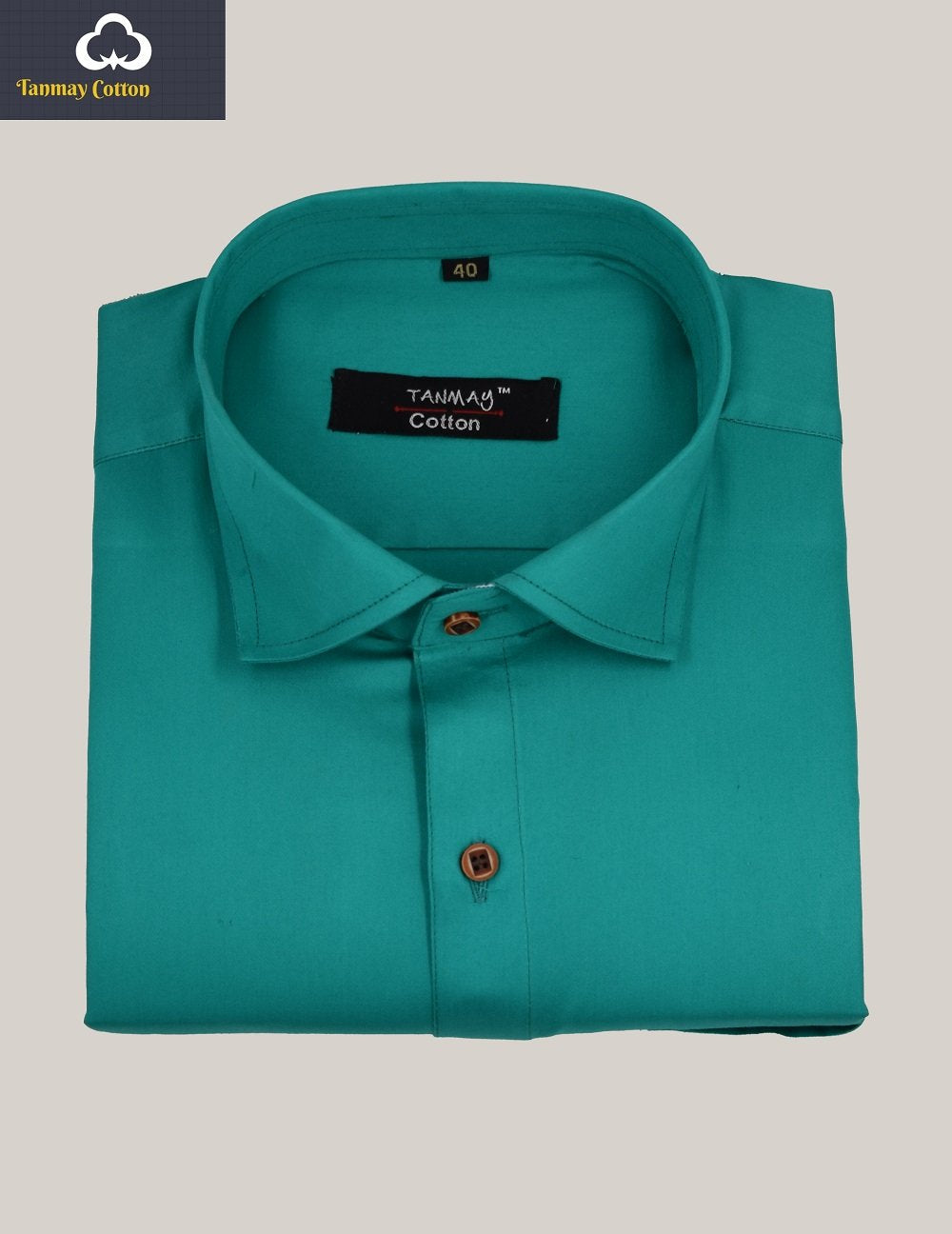 Cotton Tanmay Greenish Color Formal Shirt for Men's
