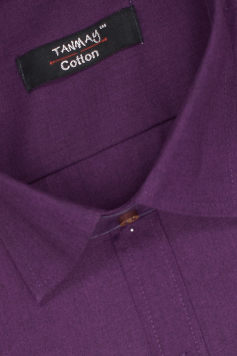 Cotton Tanmay Satin Dark Purple Color Full Sleeves Formal Shirt for Men's