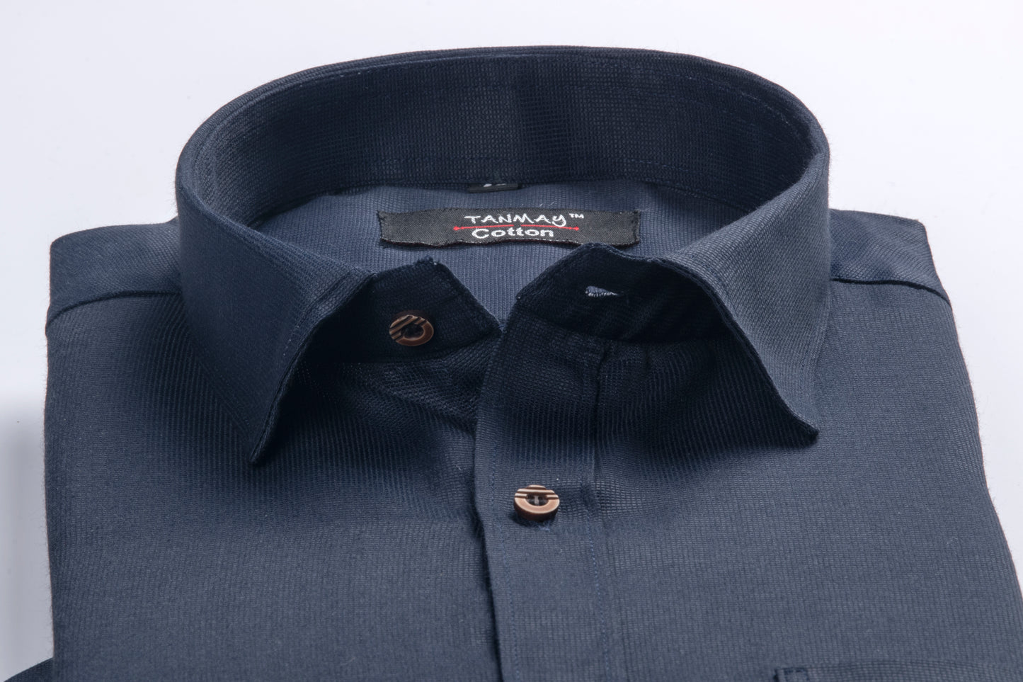 Navy Blue Color Mercerised Cotton Shirt For Men's
