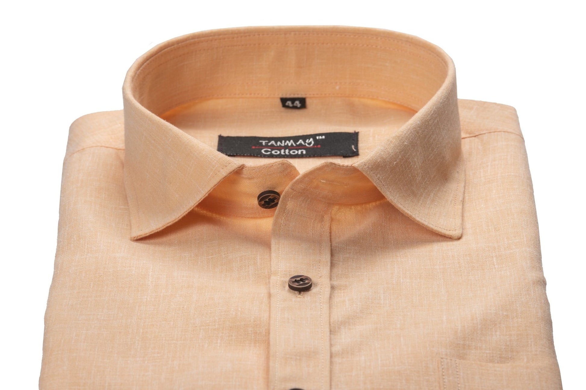Cotton Tanmay Light Orange Color Linen Fill Formal Cotton Shirt For Men's