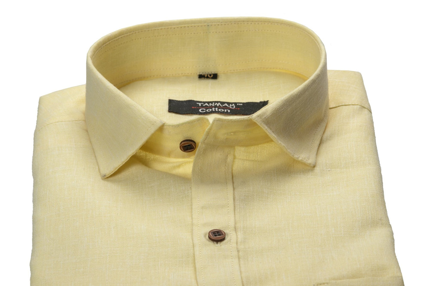 Cotton Tanmay Light Yellow Color Linen Fill Formal Cotton Shirt For Men's