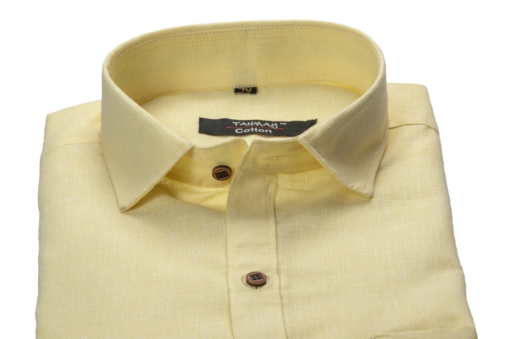 Cotton Tanmay Light Yellow Color Linen Fill Formal Cotton Shirt For Men's