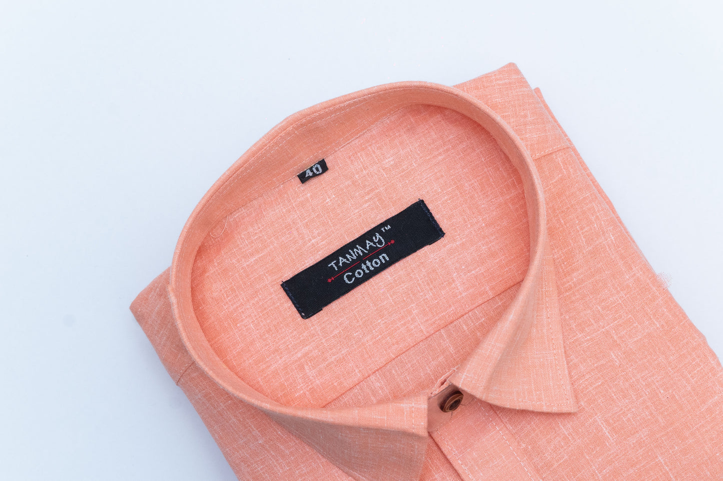 Cotton Tanmay Orange Color Linen Fill Formal Cotton Shirt For Men's