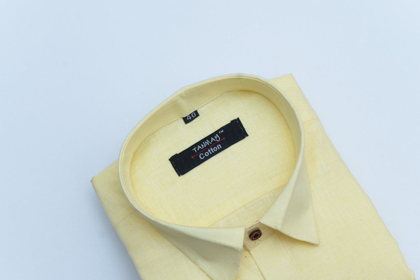 Cotton Tanmay Light Yellow Color Linen Fill Formal Cotton Shirt For Men's
