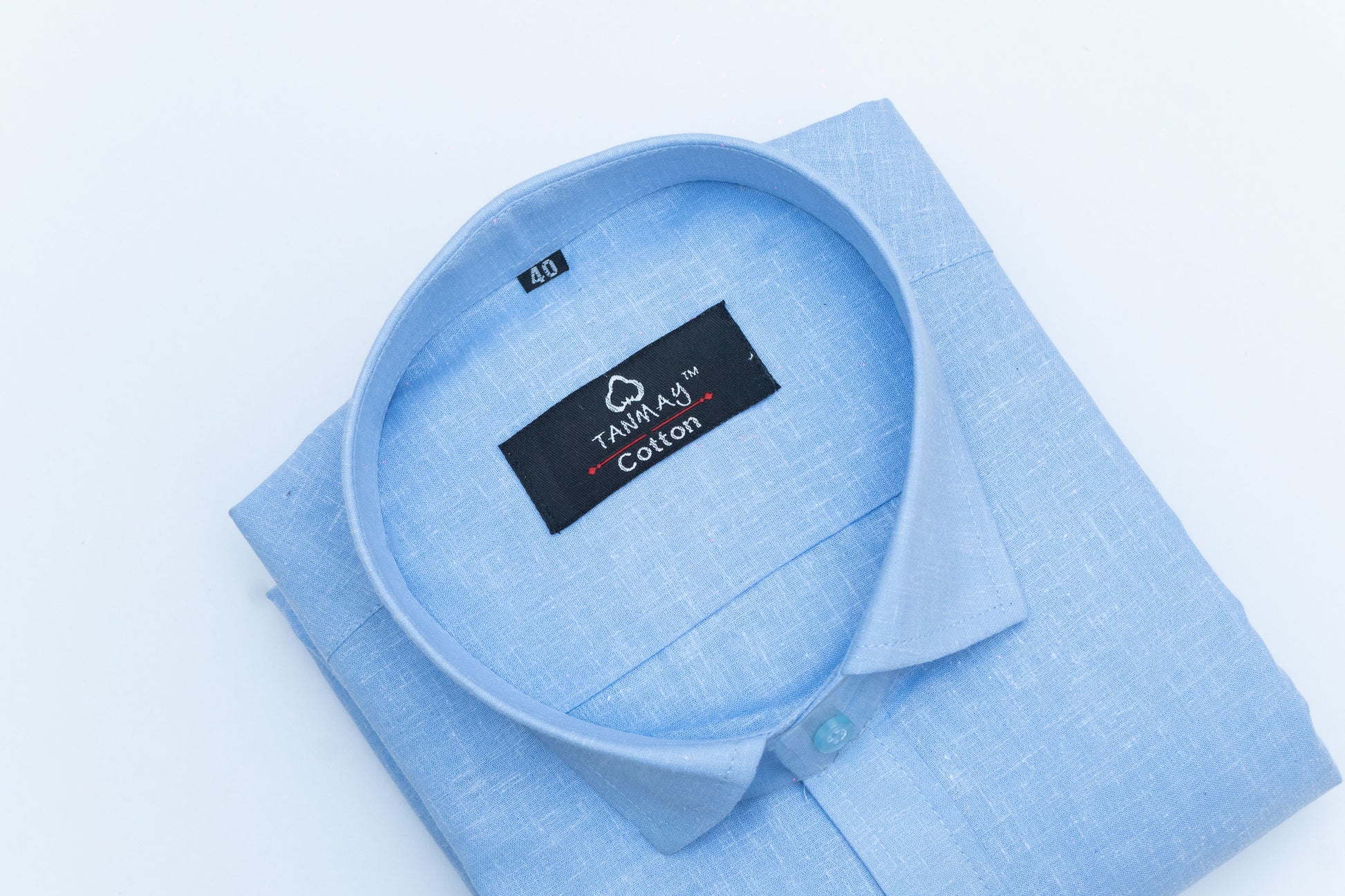 Cotton Tanmay Sky Blue Color Linen Fill Formal Cotton Shirt For Men's