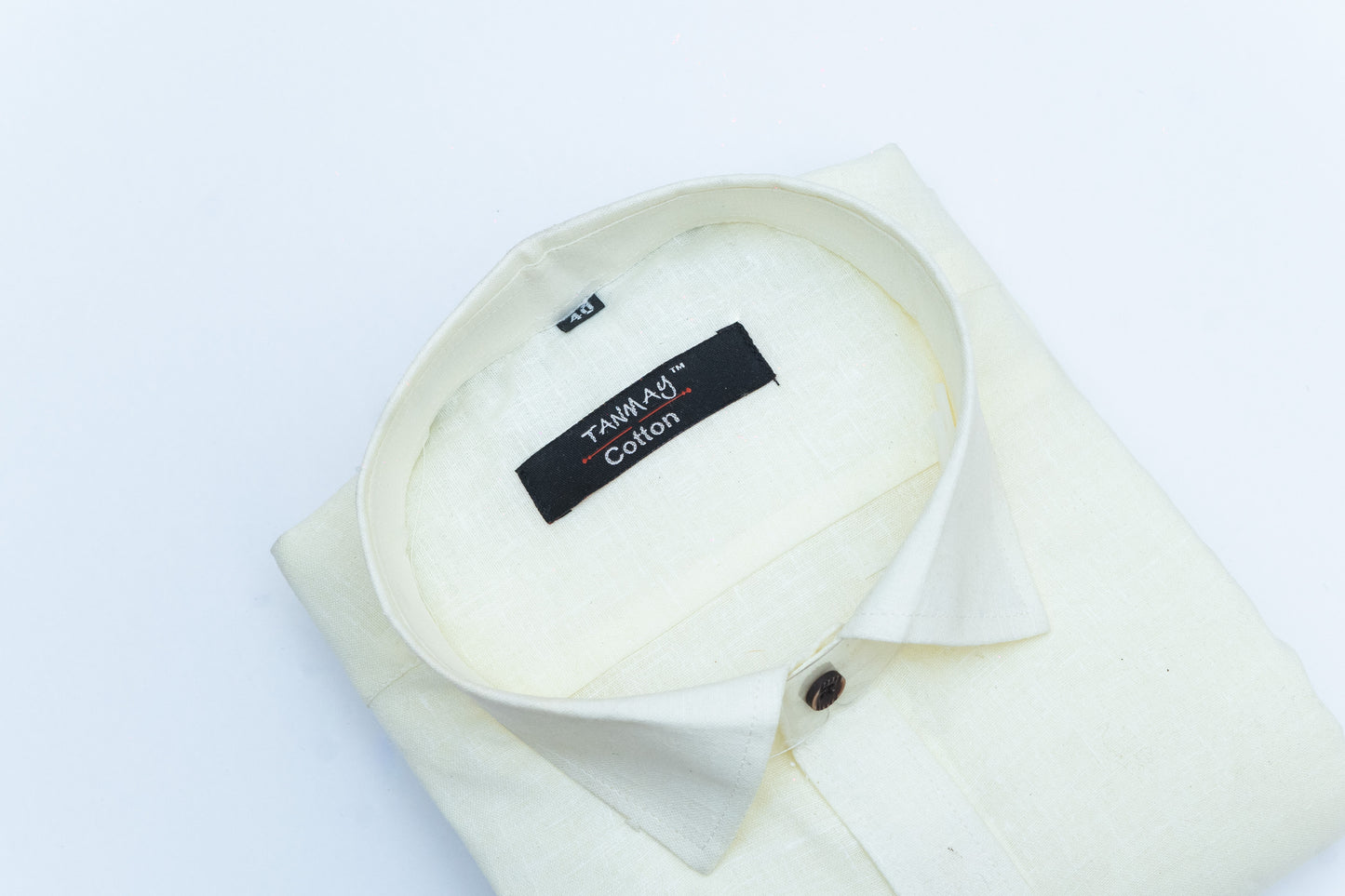 Cotton Tanmay Lemon Color Linen Fill Formal Cotton Shirt For Men's