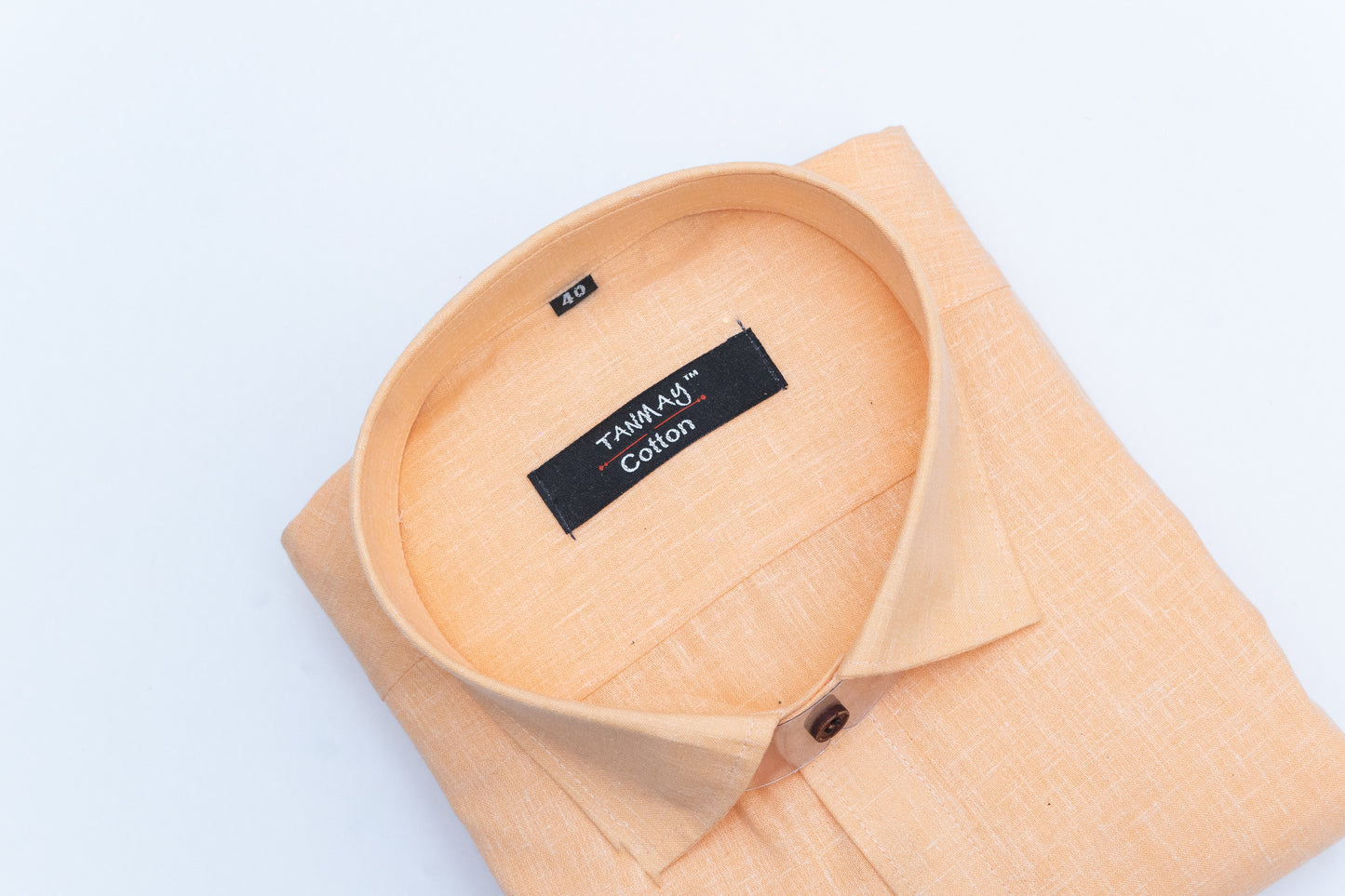 Cotton Tanmay Light Orange Color Linen Fill Formal Cotton Shirt For Men's