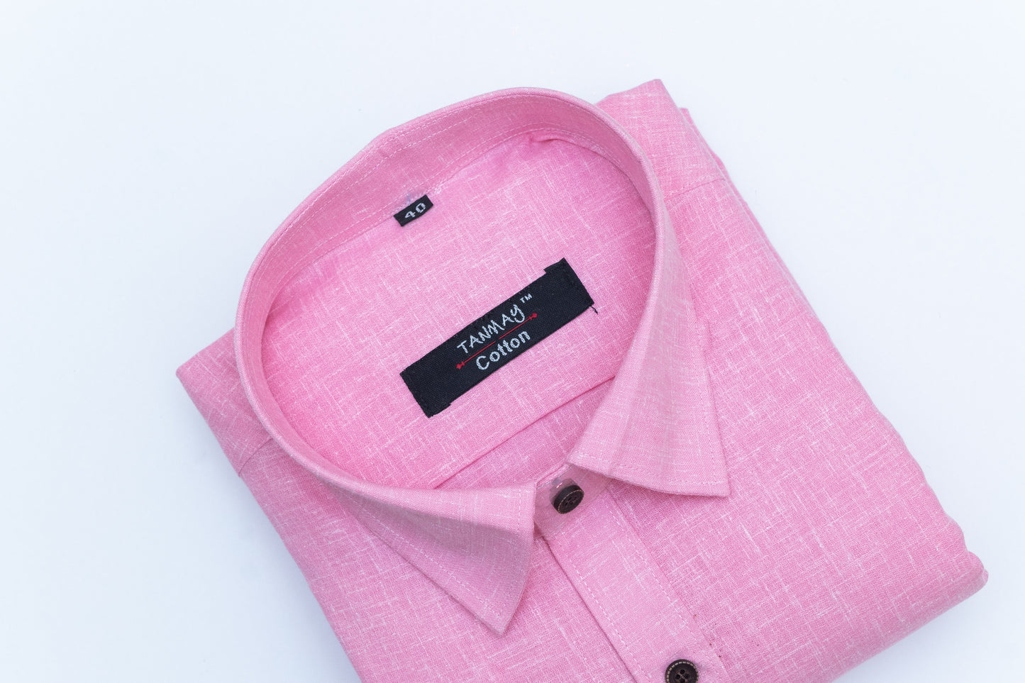 Cotton Tanmay Light Pink Color Linen Fill Formal Cotton Shirt For Men's