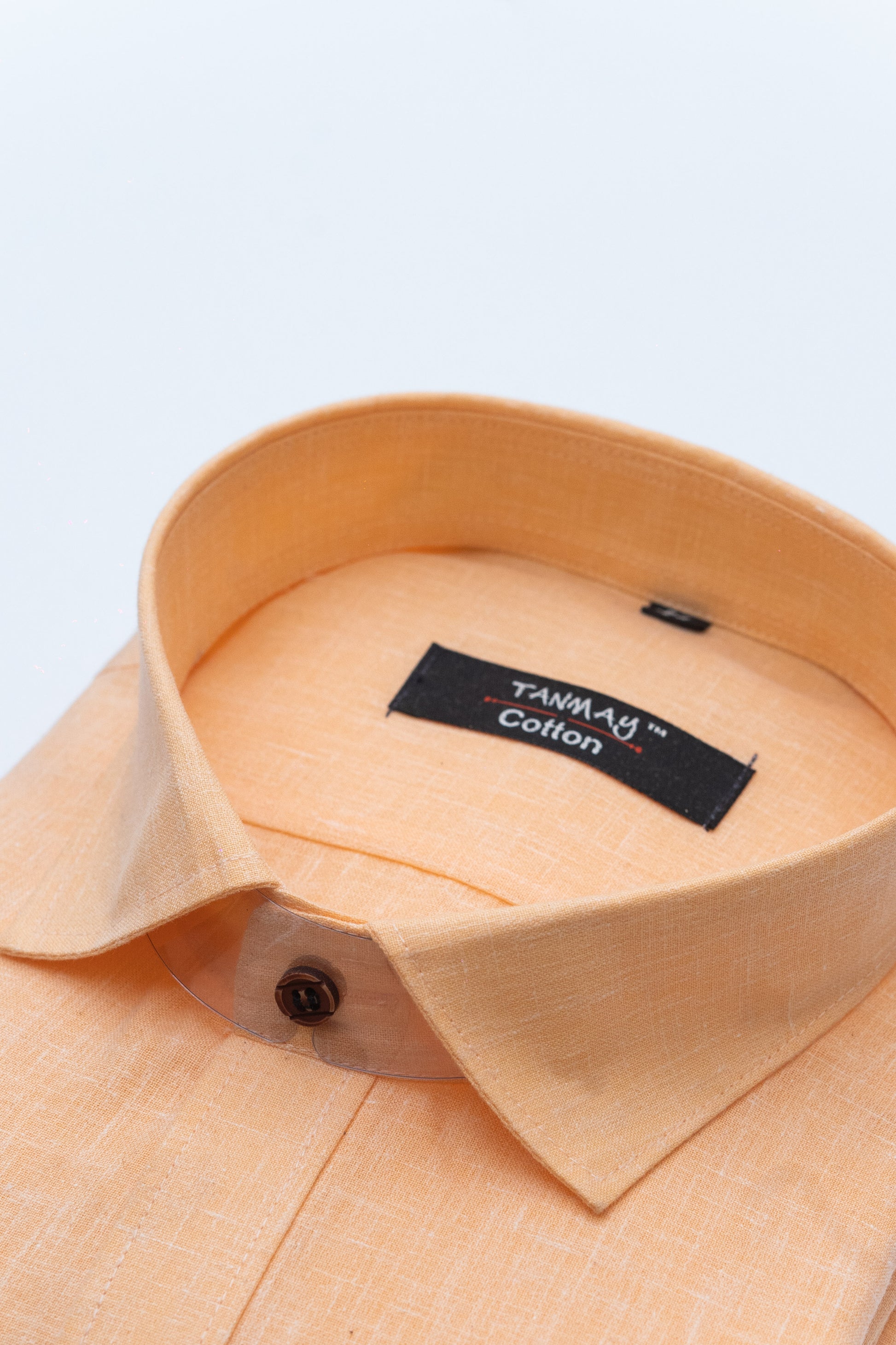 Cotton Tanmay Light Orange Color Linen Fill Formal Cotton Shirt For Men's