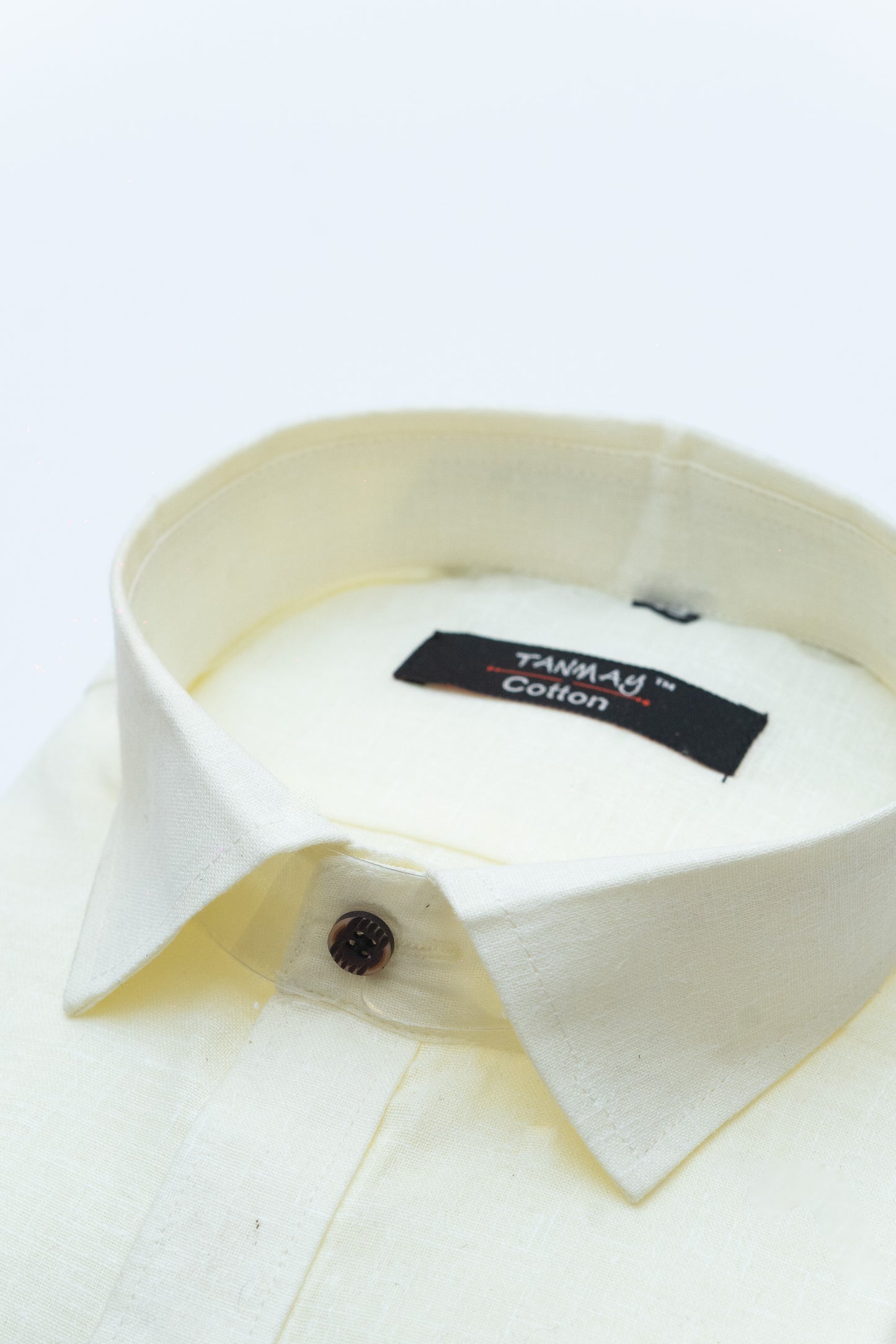 Cotton Tanmay Lemon Color Linen Fill Formal Cotton Shirt For Men's