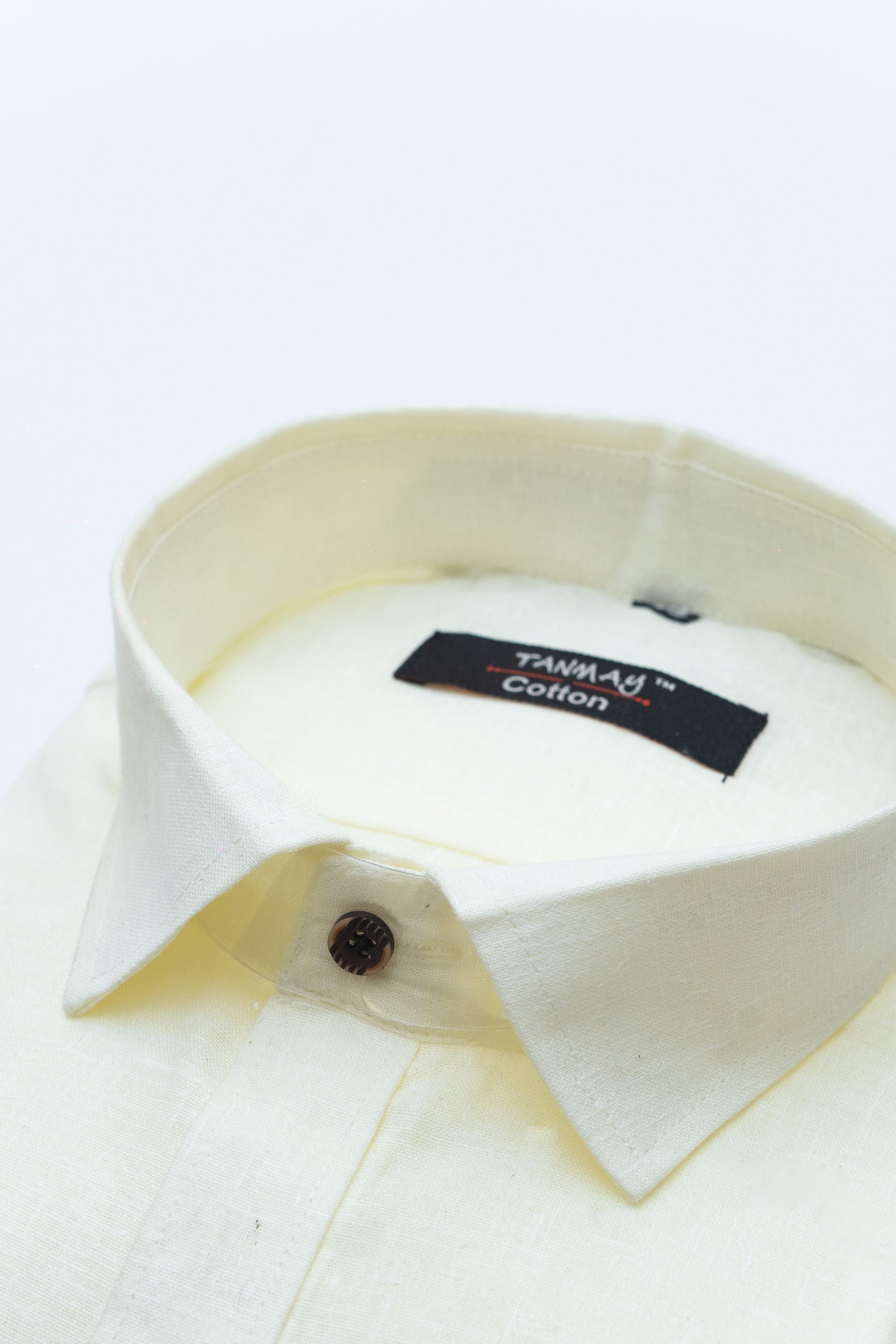 Cotton Tanmay Lemon Color Linen Fill Formal Cotton Shirt For Men's