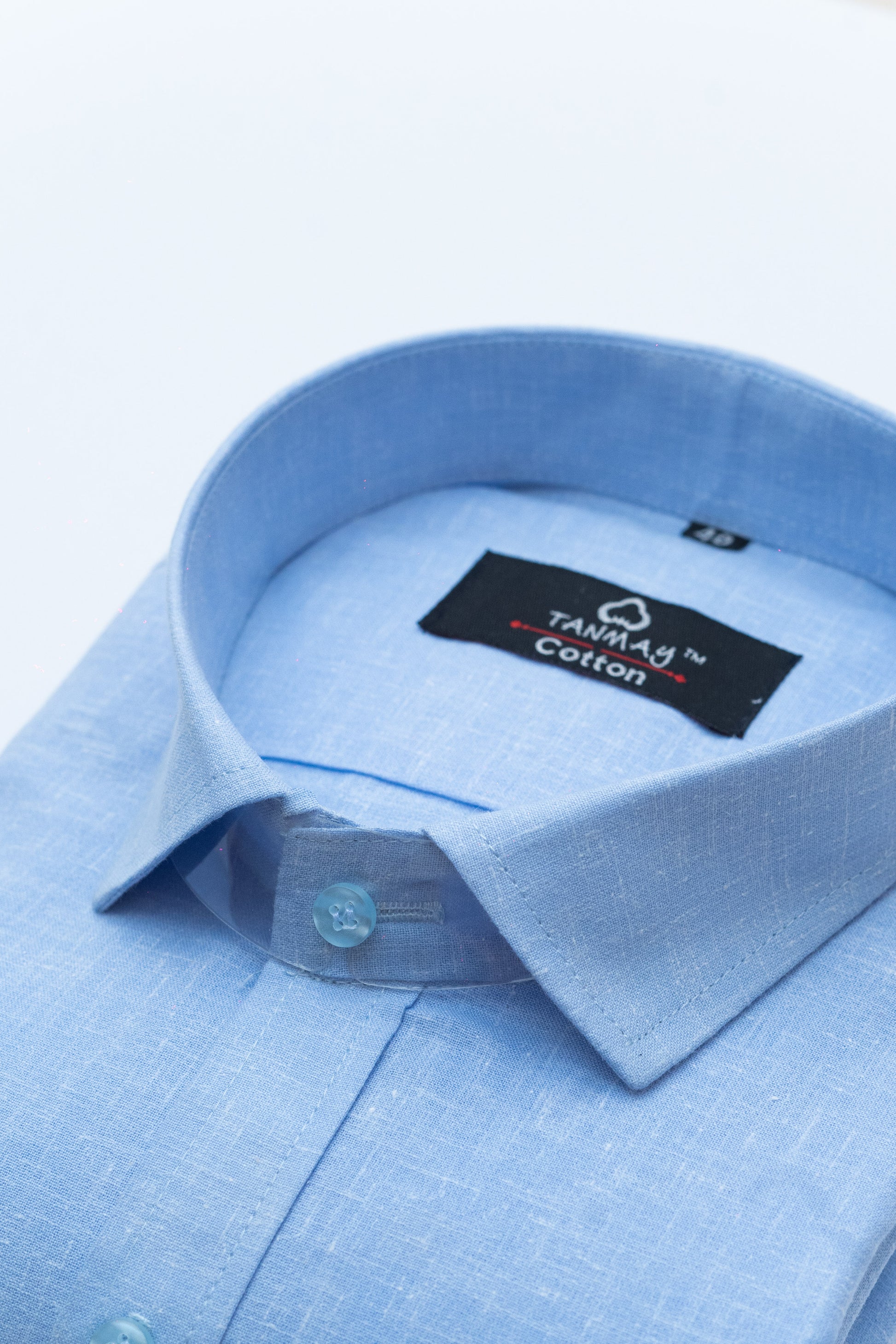 Cotton Tanmay Sky Blue Color Linen Fill Formal Cotton Shirt For Men's