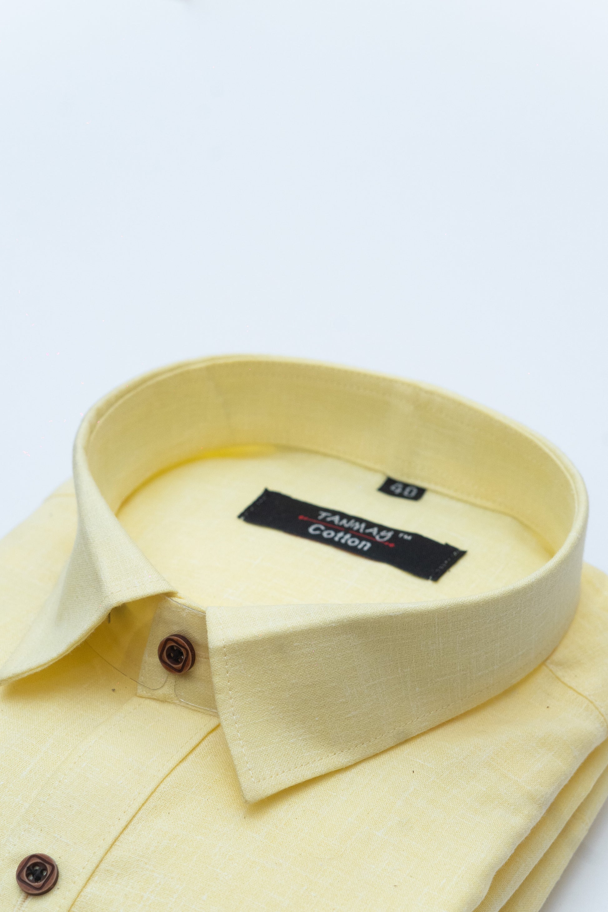 Cotton Tanmay Light Yellow Color Linen Fill Formal Cotton Shirt For Men's
