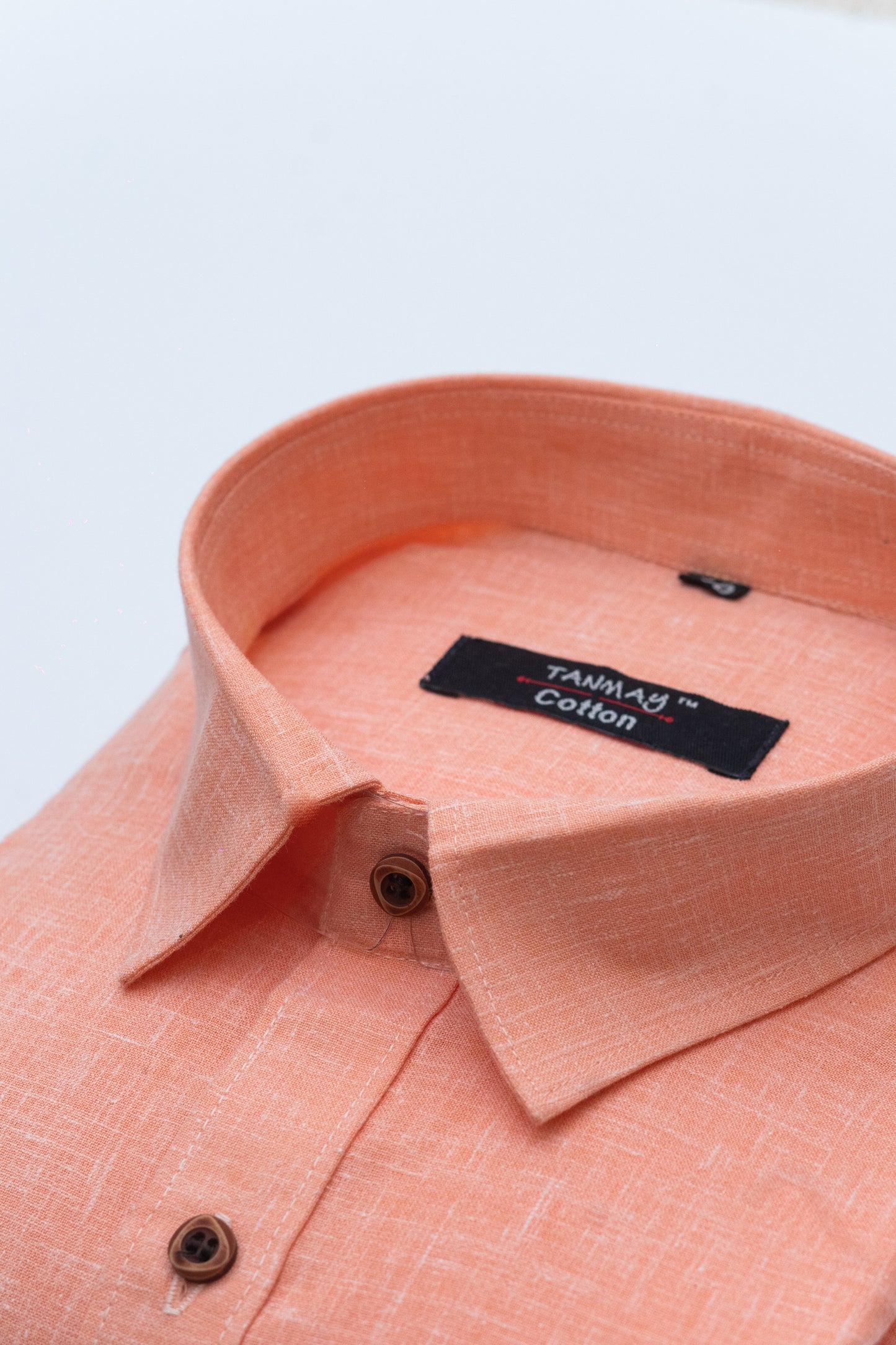 Cotton Tanmay Orange Color Linen Fill Formal Cotton Shirt For Men's