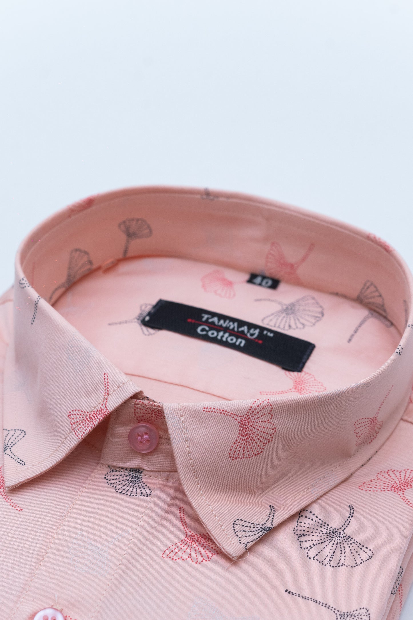 Apricot Orange Color Printed Shirt For Men's