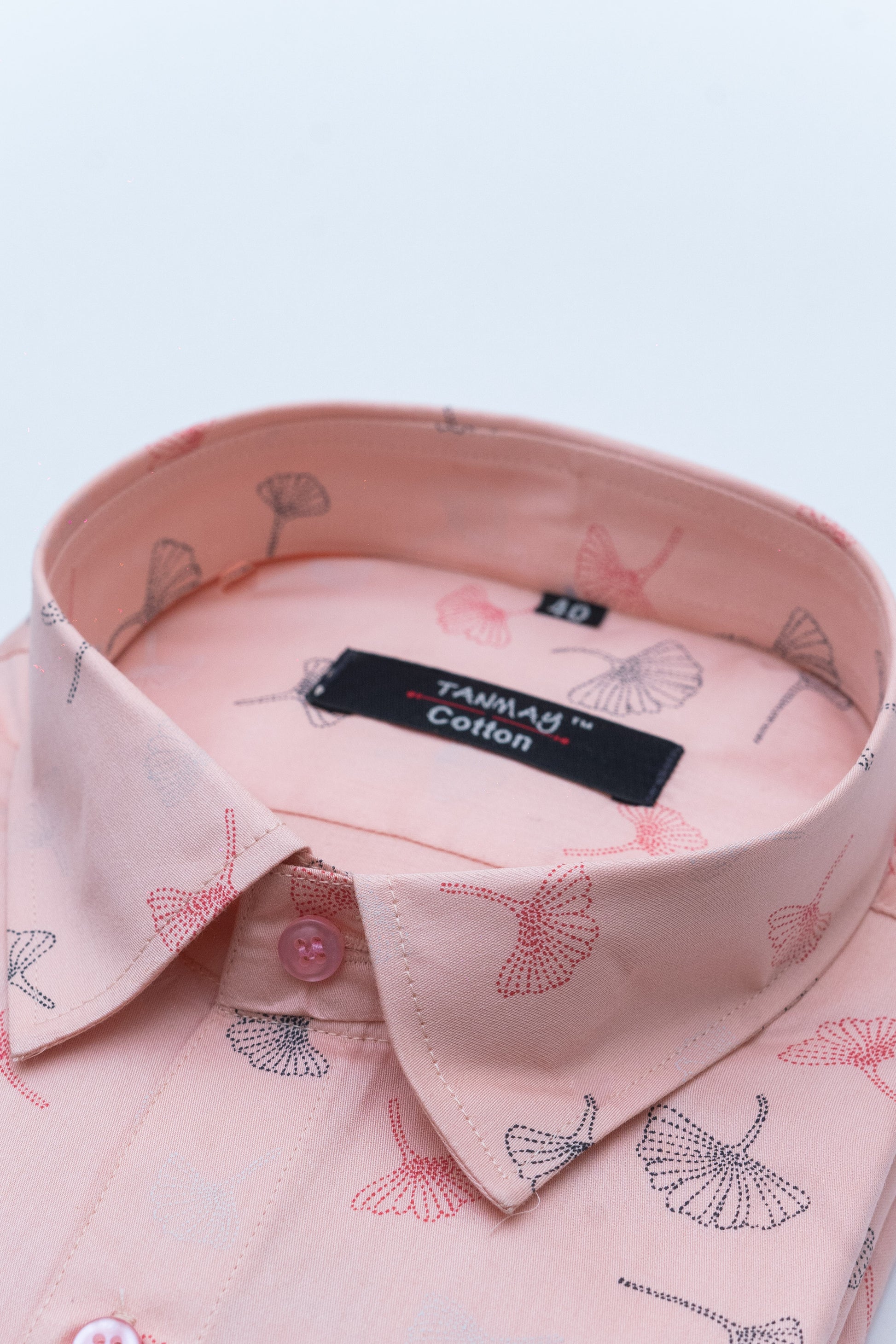 Apricot Orange Color Printed Shirt For Men's