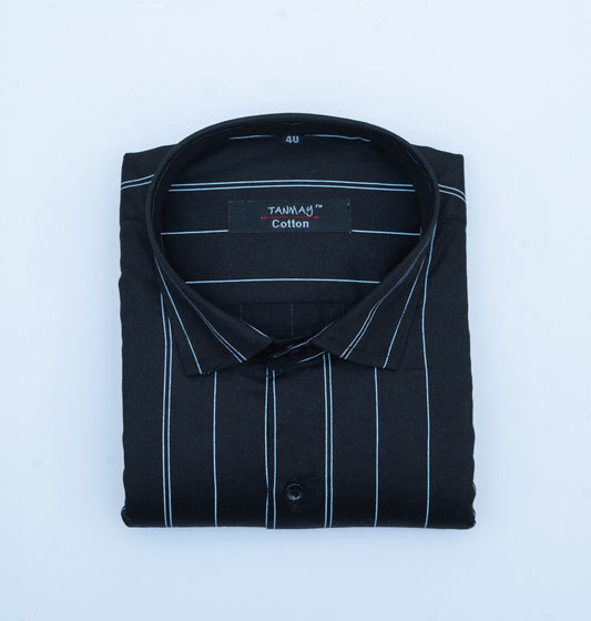 Black Color 100% Lining Shirt For Men's
