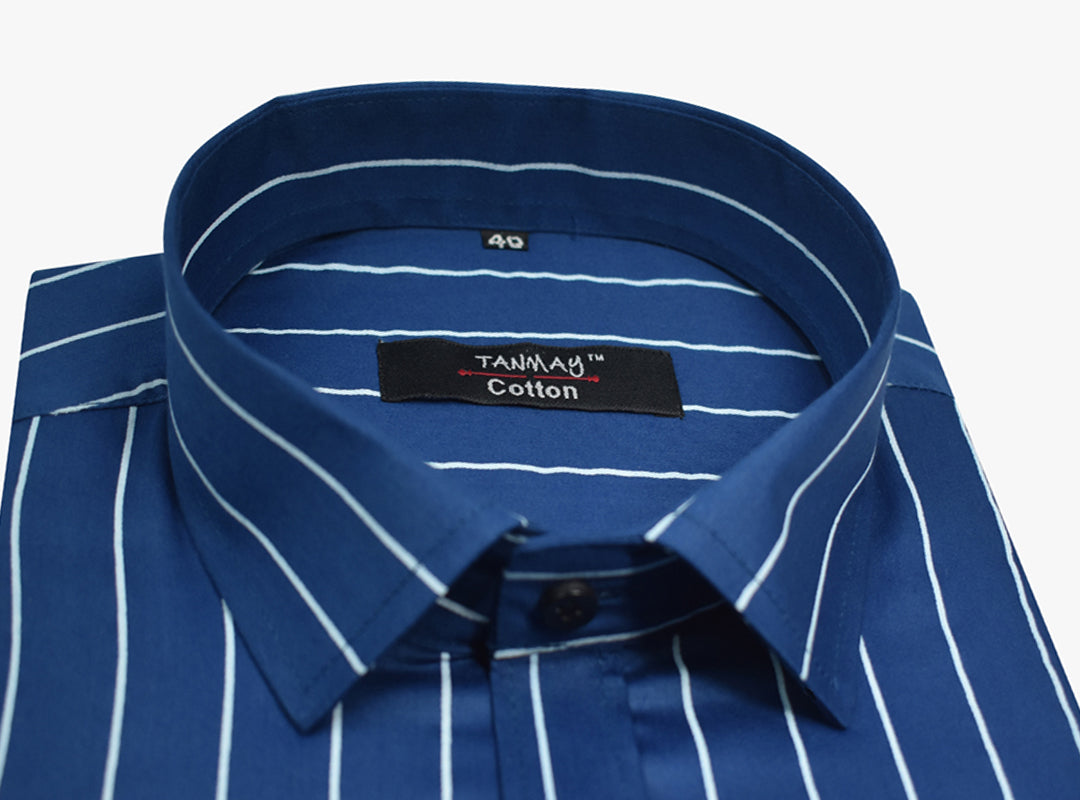 Blue Color 100% Lining Cotton Shirt For Men's