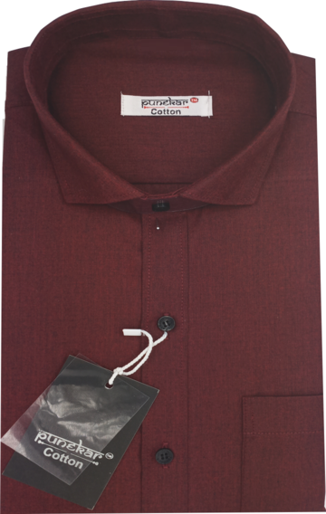 Cotton Tanmay Satin Maroon Color Full Sleeves Formal Shirt for Men's