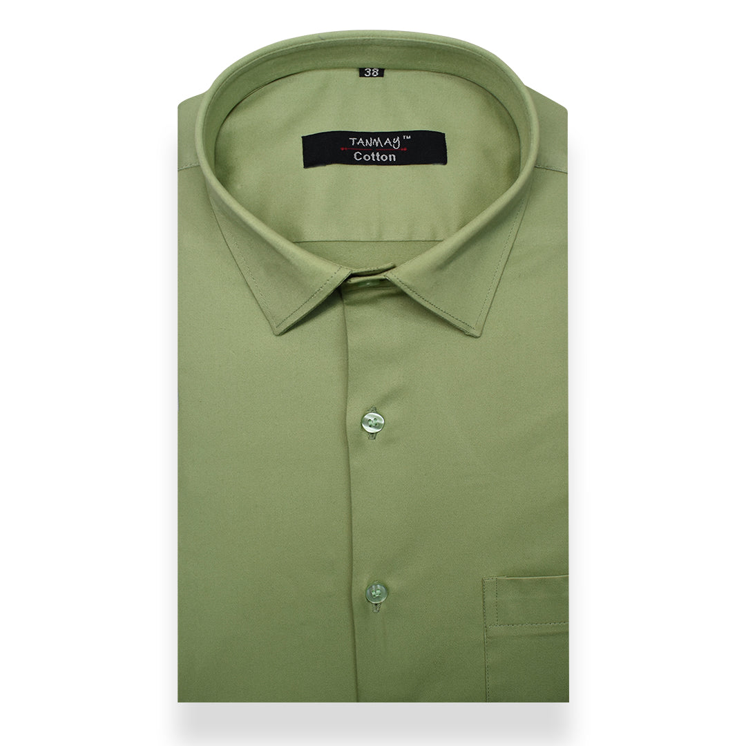 Green Color Lycra Cotton Shirt For Men's