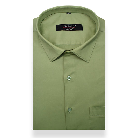 Green Color Lycra Cotton Shirt For Men's