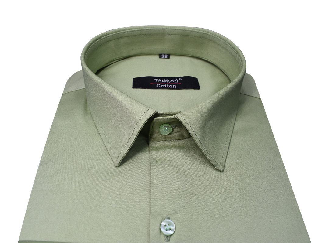 Green Color Lycra Cotton Shirt For Men's