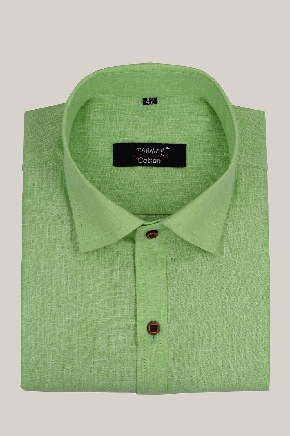 Cotton Tanmay Light Green Color Linen Fill Formal Cotton Shirt For Men's