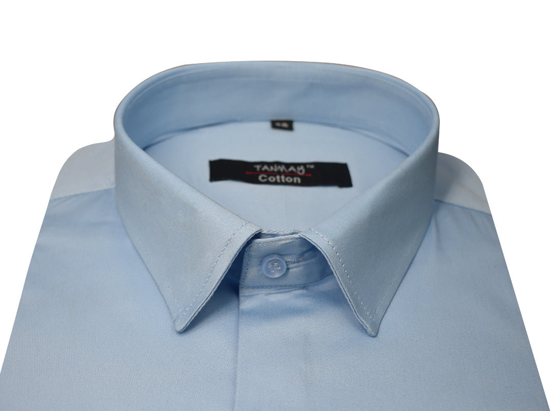 Sky Blue Color Lycra Cotton Shirt For Men's