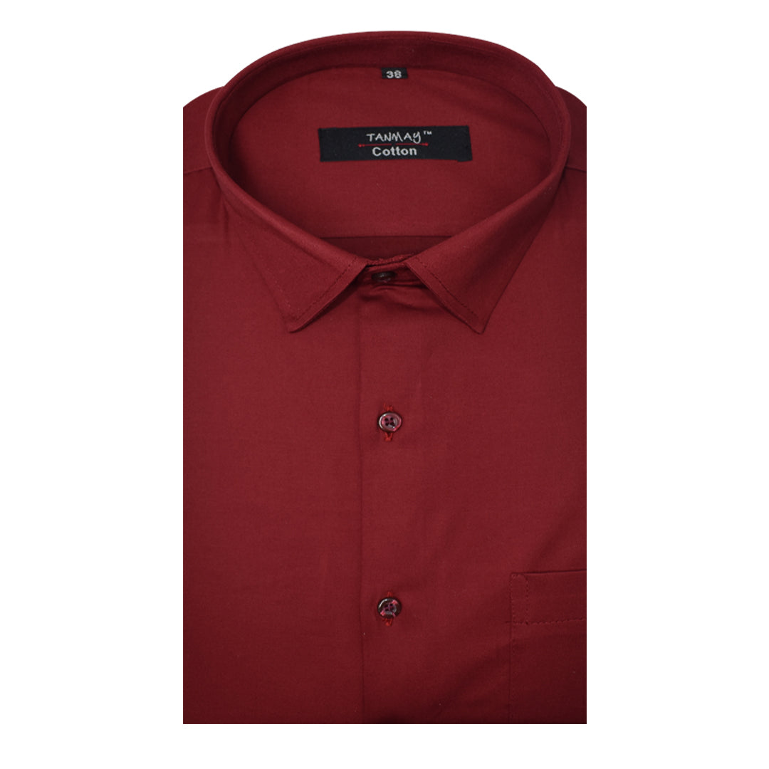 Maroon Color Lycra Cotton Shirt For Men's