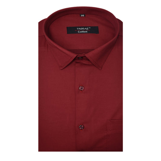 Maroon Color Lycra Cotton Shirt For Men's