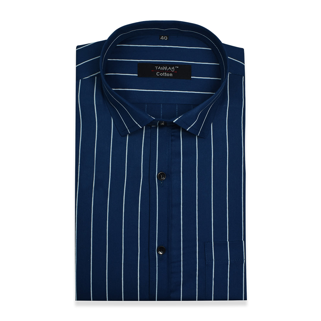 Blue Color 100% Lining Cotton Shirt For Men's