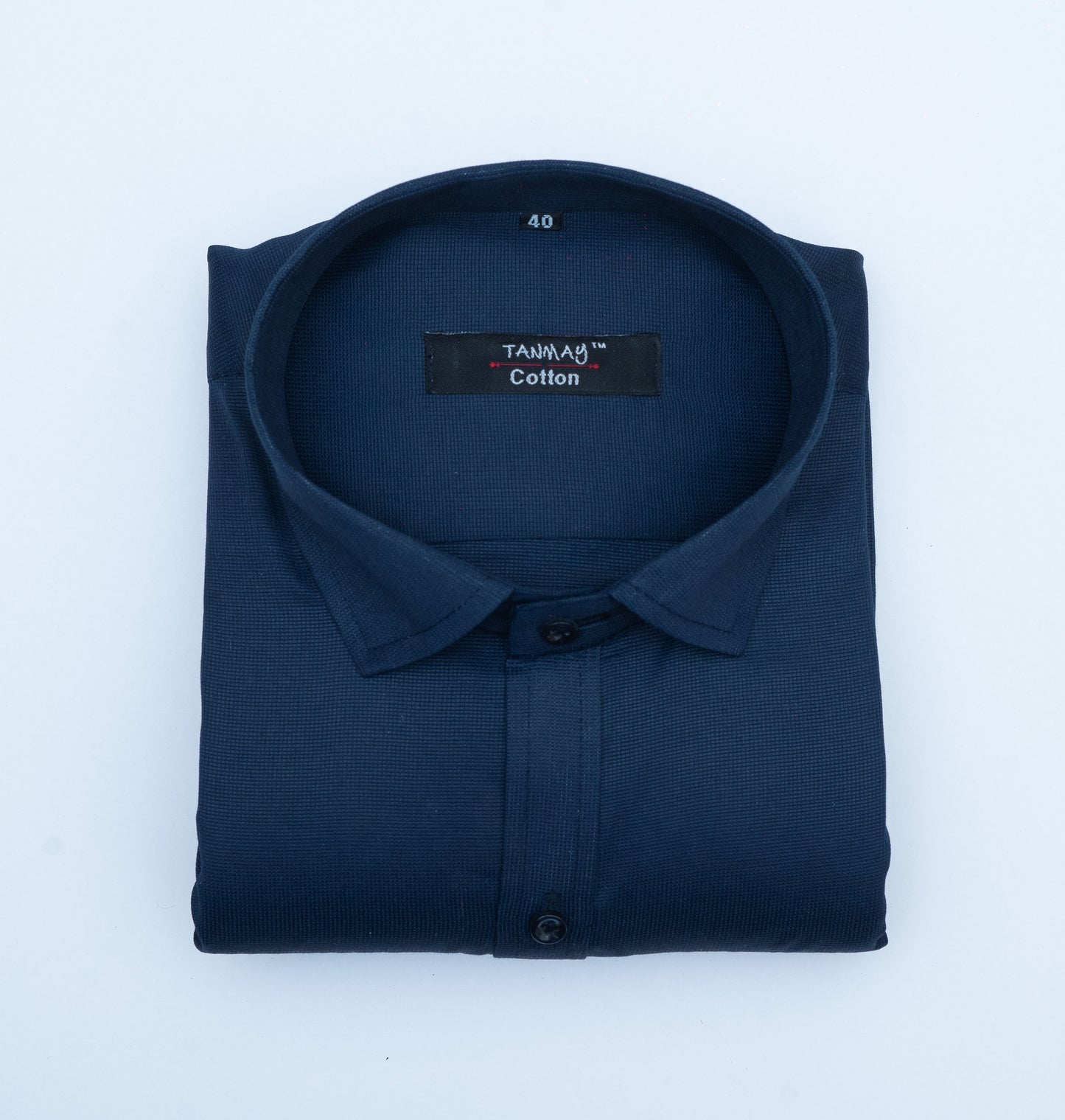 Navy Blue Color Mercerised Cotton Shirt For Men's