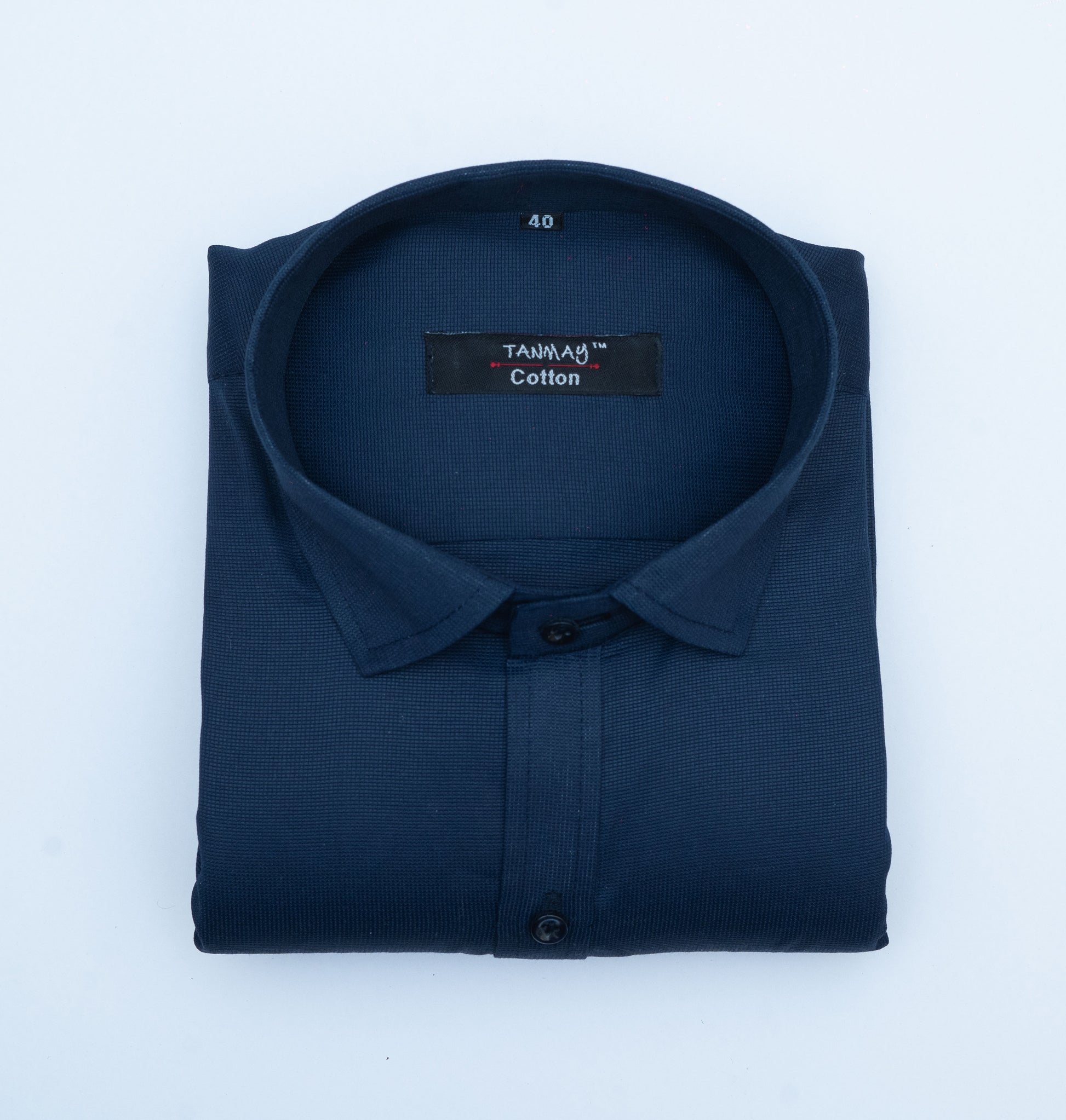 Navy Blue Color Mercerised Cotton Shirt For Men's