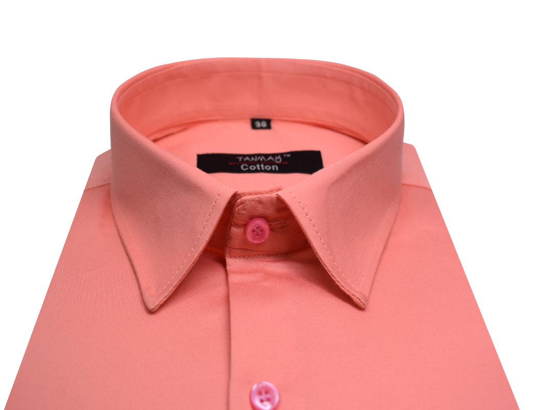 Light Orange Color Lycra Cotton Shirt For Men's