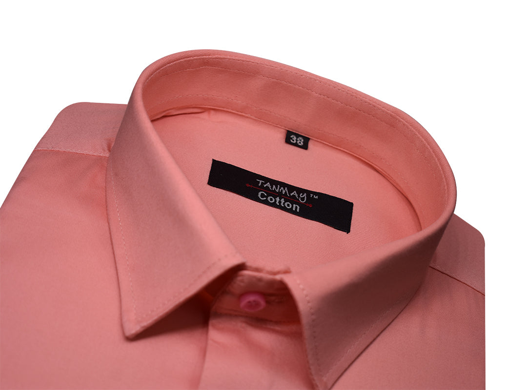 Light Orange Color Lycra Cotton Shirt For Men's