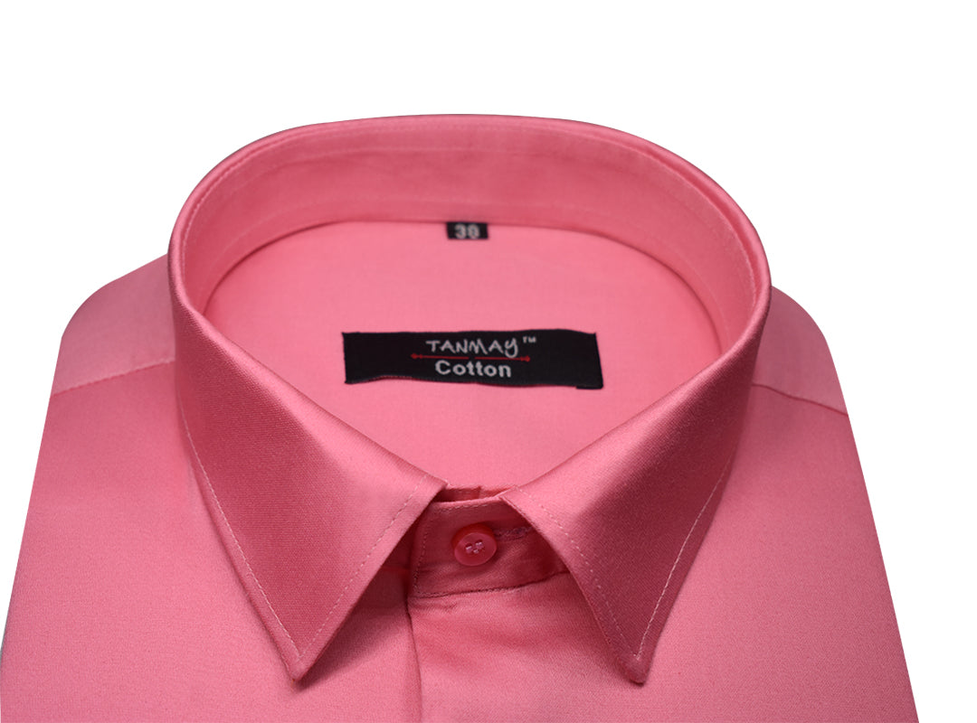 Pink Color Lycra Cotton Shirt For Men's