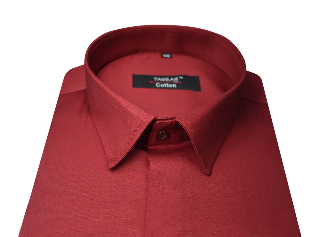 Maroon Color Lycra Cotton Shirt For Men's