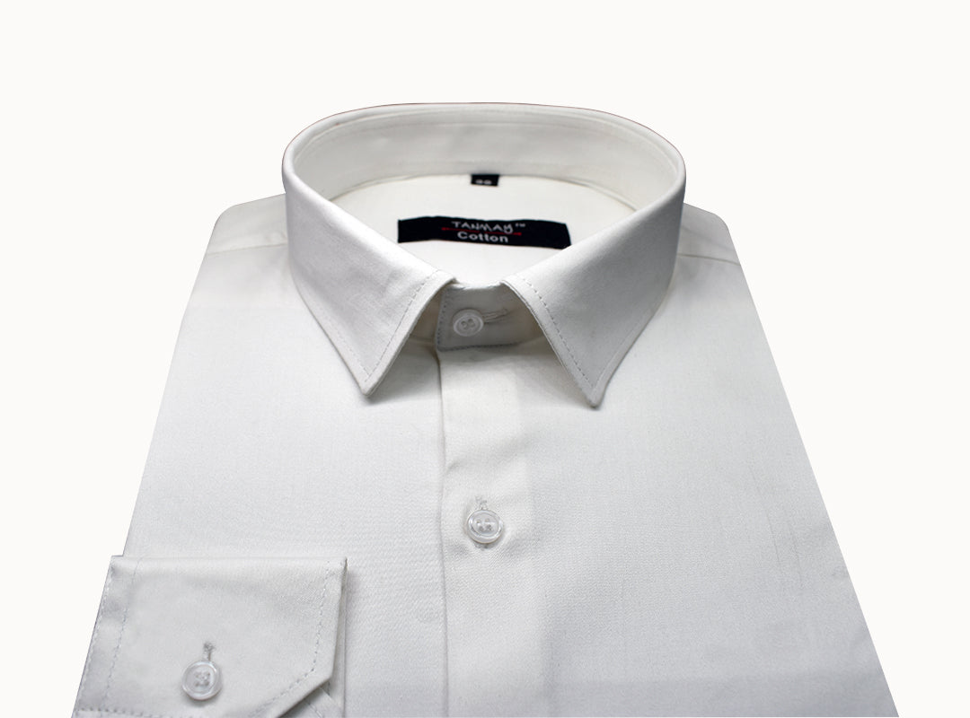 White Color Lycra Cotton Shirt For Men's