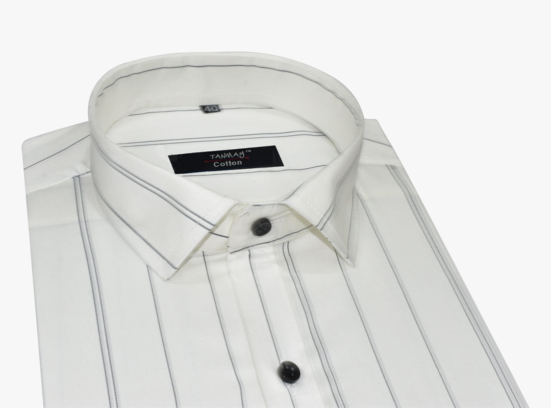 White Color 100%Lining Cotton Shirt For Men's