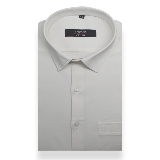 White Color Lycra Cotton Shirt For Men's