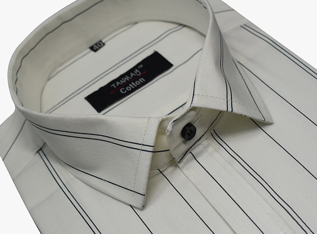White Color 100%Lining Cotton Shirt For Men's